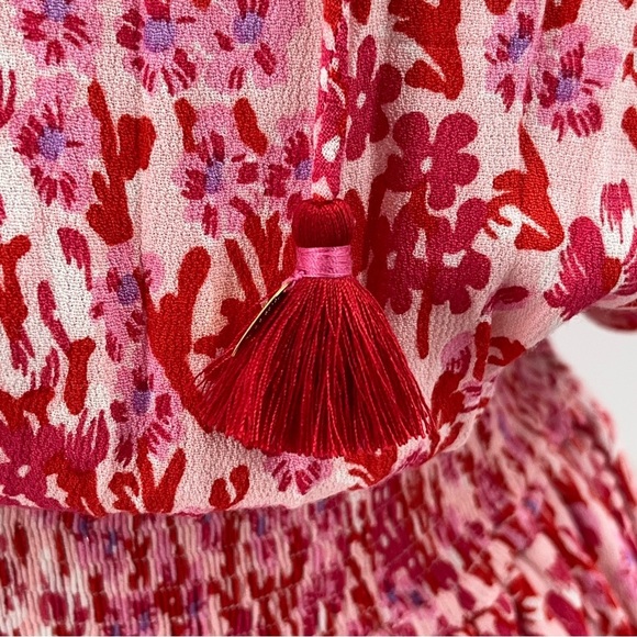 NWT Poupette St Barth S Elsa dress pink 0377 floral ruffle layered short tassel - Picture 8 of 15